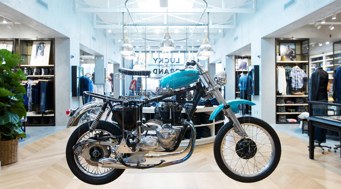 Lucky Brand - The Pointe - El Segundo - Suspended Motorcycle
